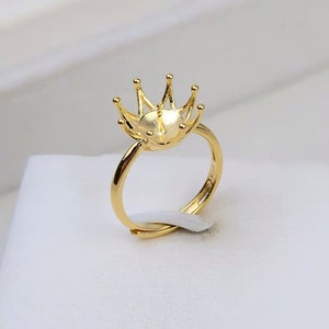 Adjustable 925 Sterling Silver ring setting for half drilled pearl or gems, pearl ring mountings, wholesale DIY ring making findings