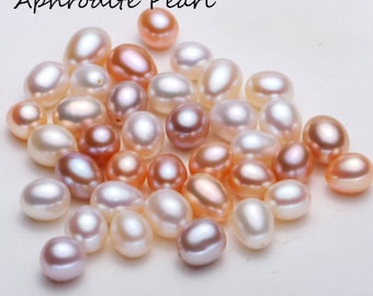 6-10mm hall drilled oval pearl, real freshwater pearl, jewelry diy, bracelet, necklace, ring, gift DIY