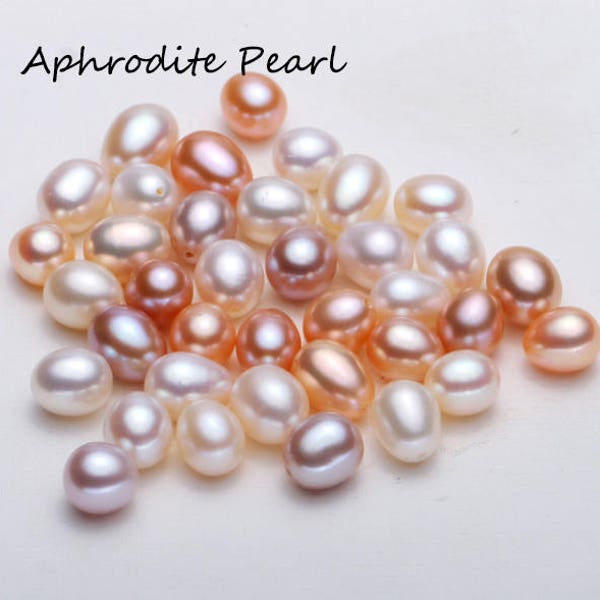 6-10mm hall drilled oval pearl, real freshwater pearl, jewelry diy, bracelet, necklace, ring, gift DIY