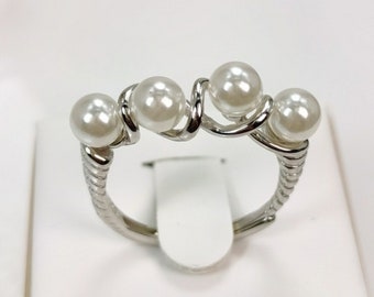925 Sterling Silver Pearl Ring Mounting for Women, wholesale Adjustable Pearl Ring Fittings  for Jewelry Making