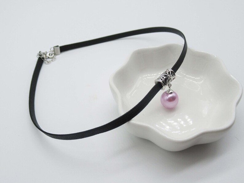 1pc solid sterling silver necklace setting,wax cord choker mounting, necklace blank without pearl, statement jewelry DIY, gift DIY image 7
