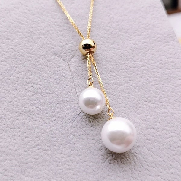 Solid 18K Gold foxtail Chain, Real 18K Gold necklace setting for pearl or gems, Adjustable necklace, Wholesale 18K Gold Chain necklace