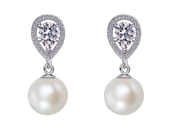 1 pair solid sterling silver 925 silver with Rhodium plated for pearl or gems, stud earring mountings, earring blank, jewelry DIY, gift DIY