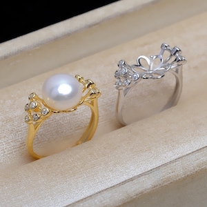 Massiv 925 Sterling Silber Ring Fassung für halb gebohrte Perle oder Perle, Perlenring Rohling, Vintage Ring Rohling, Schmuck DIY, Geschenk DIY