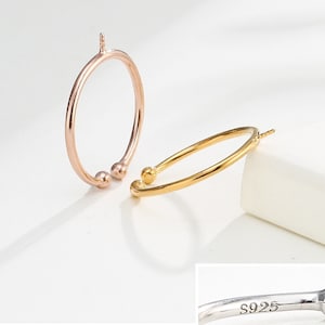 Adjustable Solid 925 sterling silver ring setting for half drilled pearl or bead, pearl mounts,ring blank, jewelry DIY, gift DIY