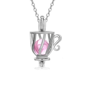 925 Solid sterling silver pendant setting without chain, pearl cage pendant mounting, coffee cup pendant blank, jewelry DIY, gift DIY