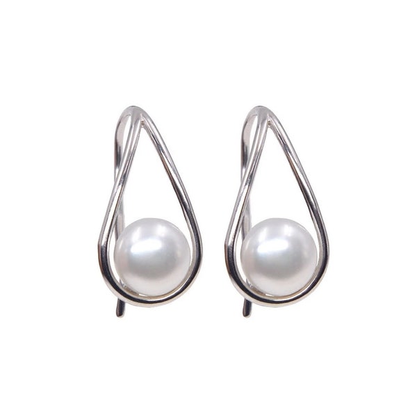 1 pair solid sterling silver earring setting, earring mounting, earring blank without pearl, jewelry diy, gift diy