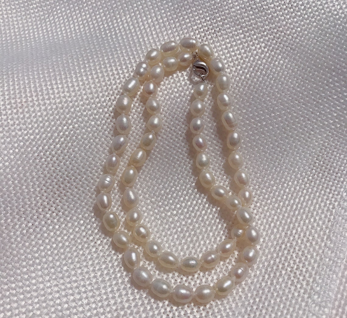 4-5 Mm Small Seed Rice Pearl Necklace Chokergenuine White - Etsy