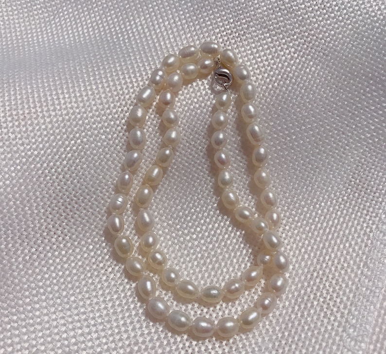 4-5 Mm Small Seed Rice Pearl Necklace Chokergenuine White - Etsy