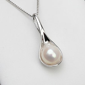 Solid 925 Sterling Silver pendant setting for pearl or gems, Pearl pendant mountings, wholesale DIY pearl pendant findings