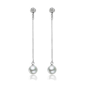 zircon sterling silver line earring setting, line earring without pearl,jewelry DIY, gift DIY--EP004