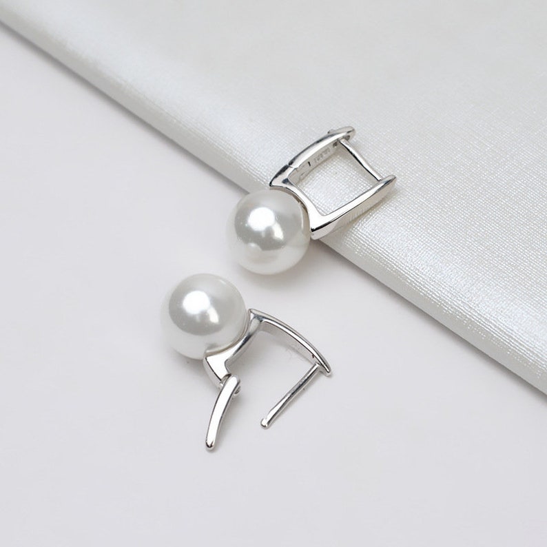jewelry DIY Big version 1 pair solid 925 sterling silver earring setting earring mounting for pearl or gem gift DIY-EP074 earring blank