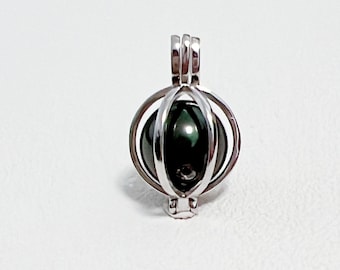 925 Solid sterling silver pendant setting without chain, pearl cage pendant mounting, pendant blank, jewelry DIY, gift DIY