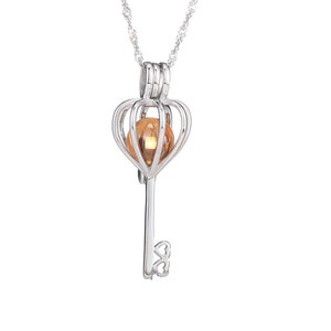 S925 Massiv Sterling Silber Anhänger Fassung ohne Kette, Herz Schlüssel Perle Käfig Anhänger Montage, Anhängerrohling, Schmuck DIY, Geschenk DIY