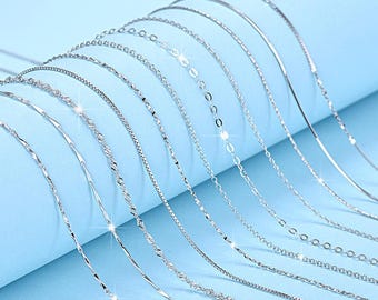 1 chaîne de collier en argent sterling massif, collier en argent de 40 cm/45 cm