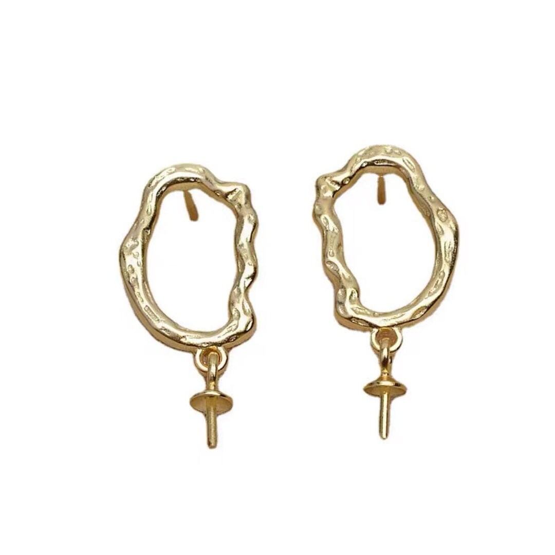 1 Pair Solid Sterling Silver 925 Silver With Rhodium Plated for Pearl or Gems, Earring Mounting