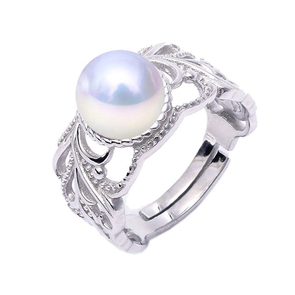 1 piece solid sterling silver ring setting, vintage ring mounting, ring blank without pearl, jewelry DIY, gift DIY-RMES078