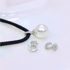 Ciondolo in argento sterling 925 massiccio, montaggio ciondolo perla senza catena, ciondolo bianco senza perla, gioielli e regalo fai da te