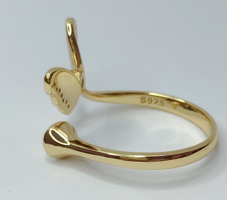 pearl mounts gift DIY ring blank for jewelry DIY Adjustable solid S925 sterling silver with 18K gold plated ring setting