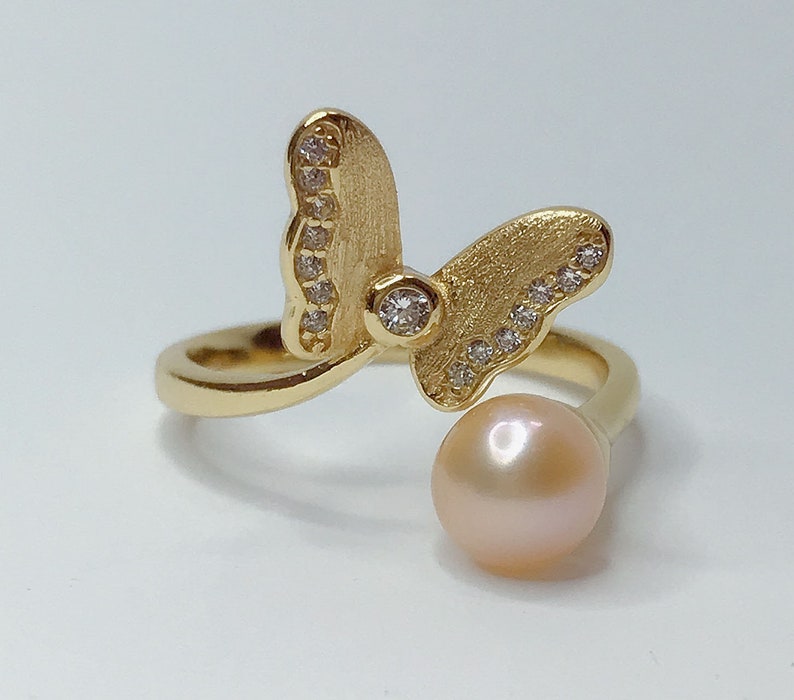 pearl mounts gift DIY ring blank for jewelry DIY Adjustable solid S925 sterling silver with 18K gold plated ring setting