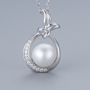 Solid 925 sterling silver with Rhodium plated pendant setting, pearl mount, pendant drop bail, pendant blank for jewelry DIY,gift DIY--NT102