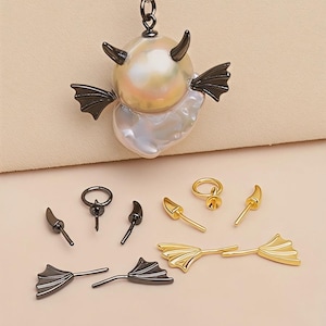 925 Sterling Silver pendant setting for baroque Pearl, pendant mounting, little monster pendant blanks, wholesale DIY Pearl Pendant findings