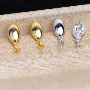 1 Paar S925 massive Sterling Silber Ohrring Fassung, Großhandel Ohrstecker Montage für Perle oder Edelstein, Ohrring Rohling