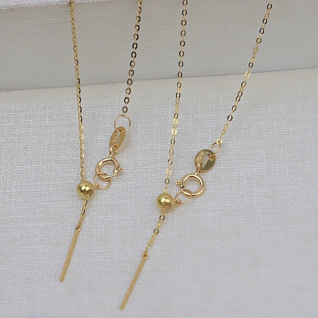 Solid 18K Gold Chain, Real 18K Gold Necklace With Stoppers, Adjustable ...