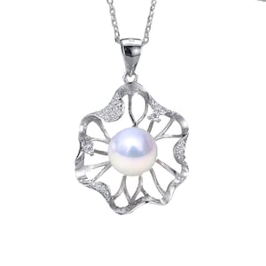 925 Sterling Silver pendant setting for pearl or gemstone, Pearl pendant mountings, wholesale DIY pearl pendant Pearl Pendant findings