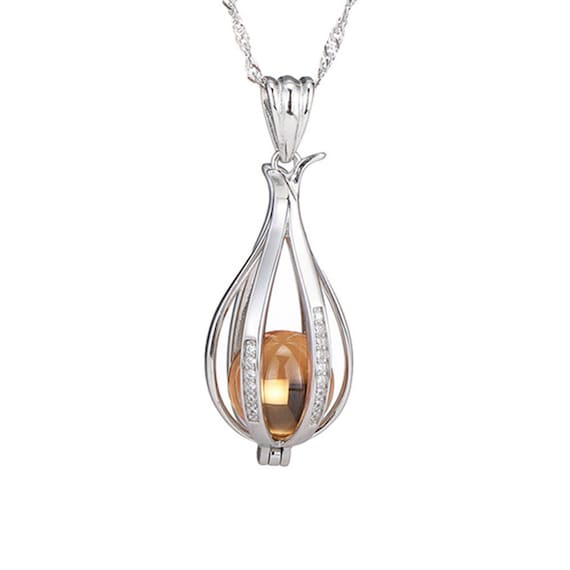 S925 Sterling Silver Pearl Cage Pendant Pearl or Gemstone Beads
