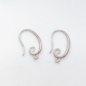 1 pair solid sterling silver earring  hook for pearl or gems, earring mounts with closed ring, earring blank for jewelry making