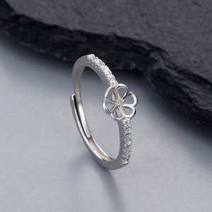 Solid 925 Sterling Silver ring setting for pearl or gems, pearl ring mountings, wholesale DIY ring making findings