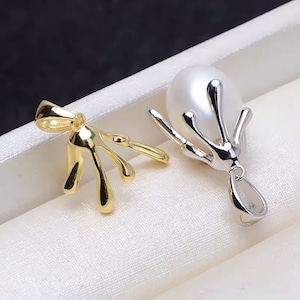 S925 Sterling Silver heart pendant setting for pearl or gems, baroque Pearl pendant mountings, wholesale DIY Pearl Pendant findings