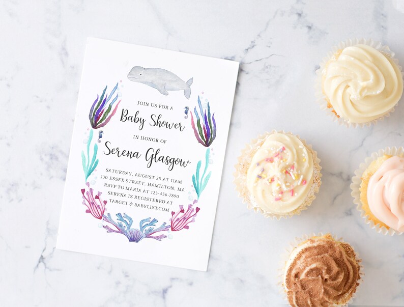 Beluga Whale Baby Shower Invitation Ocean Baby Shower Etsy Beluga Whale Baby Shower Invitation Ocean Baby Shower Etsy