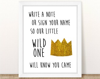 Wild One Guest Book Sign, Baby Shower, Wild One Birthday Party, Where The Wild Things Are First Birthday, Printable, INSTANT DOWNLOAD, 8x10
