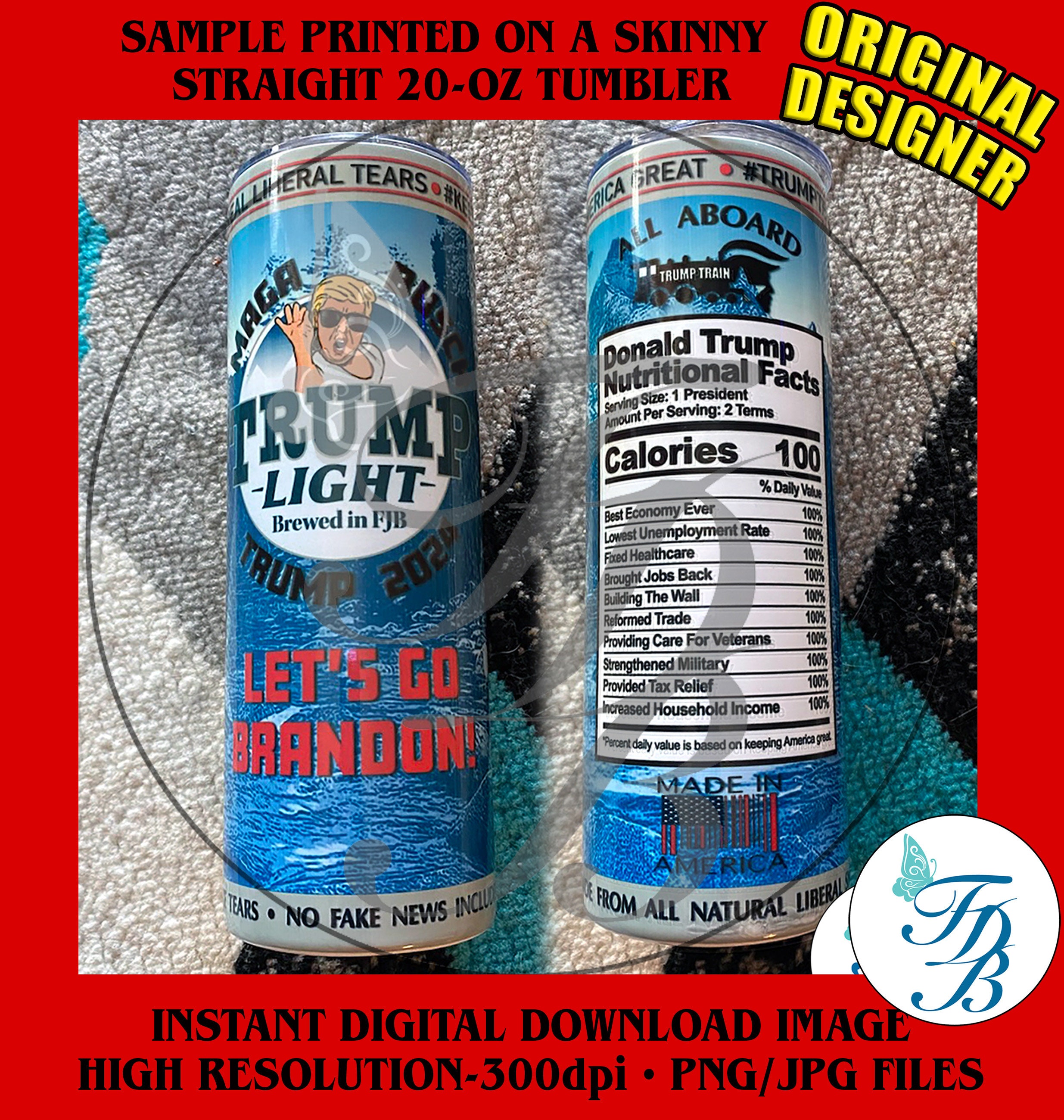 Digital Design Trump Tumbler. Trump Hard Seltzer. Trump 2024 Tumbler. Back  the Blue. Thin Blue Line. 20 oz *STRAIGHT* Skinny Tumbler PNG.