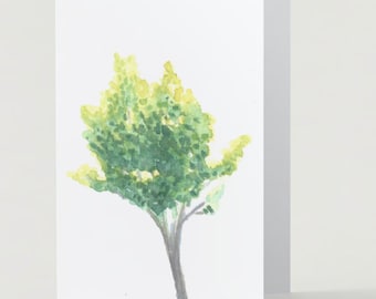 Tarjetas de árboles de acuarela (en blanco, 5x7)
