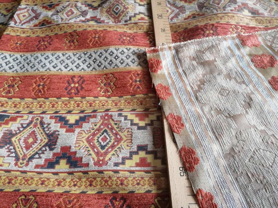 Kilim Chenille Fabric Ethnic Fabricanatolian Fabricturkish Etsy