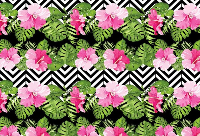 Pink Floral Chevron Design Fabric,Ceramic fabrics,by the meters fabric,digital printed fabric