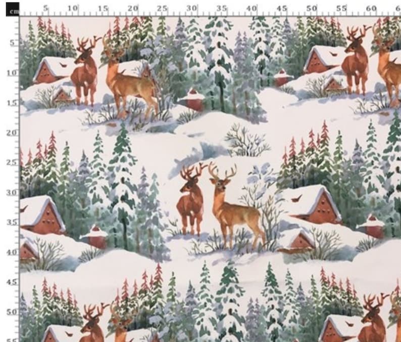 Deers Print Fabric,Upholstery Christmas Design