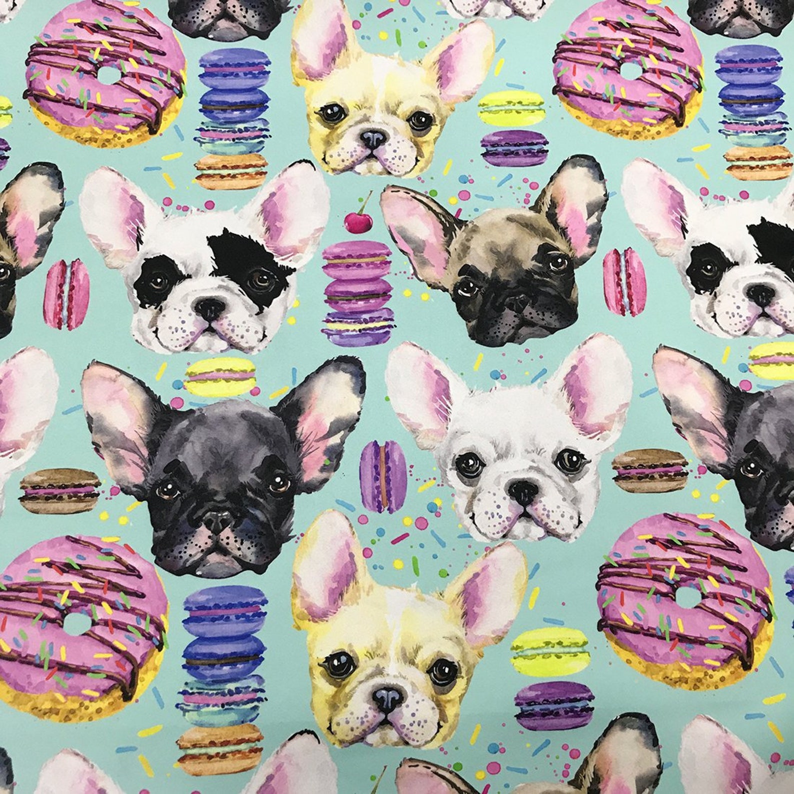 French Bulldog Print Sued Fabric Dogs Printed Sued Fabric Etsy