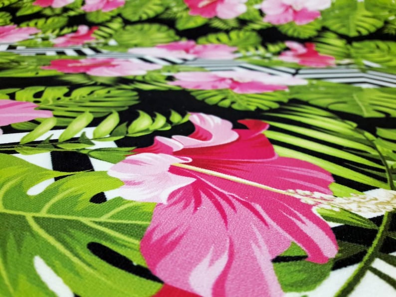Pink Floral Chevron Design Fabric,Ceramic fabrics,by the meters fabric,digital printed fabric