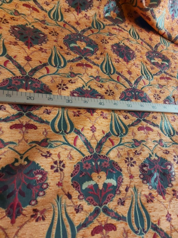Orange Kilim Fabric Tulips,Jacquard,Ethnic,Turkish,Ottoman,Oriental Chenille Upholstery Fabric CT.TULIP Fabric,orange