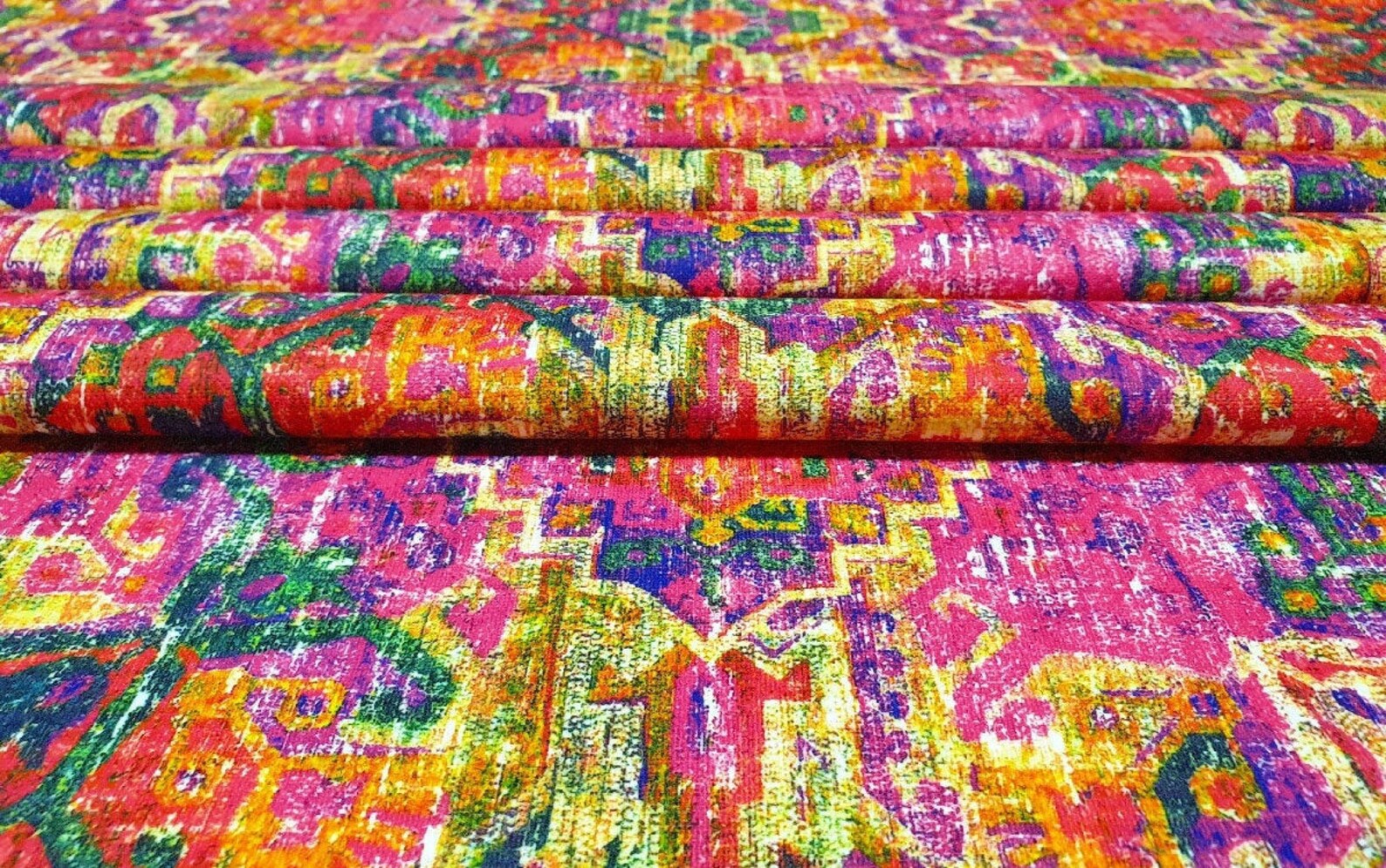 Vintage Effected Kilim Print Fabric Ethnic Design Etsy