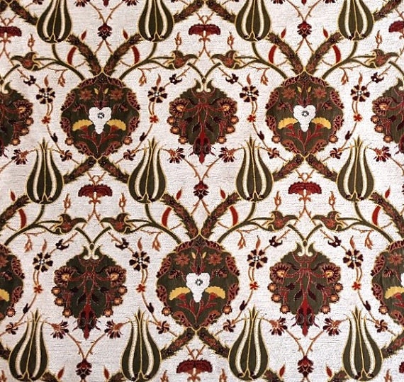 Orange Kilim Fabric Tulips,Jacquard,Ethnic,Turkish,Ottoman,Oriental Chenille Upholstery Fabric CT.TULIP Fabric,orange
