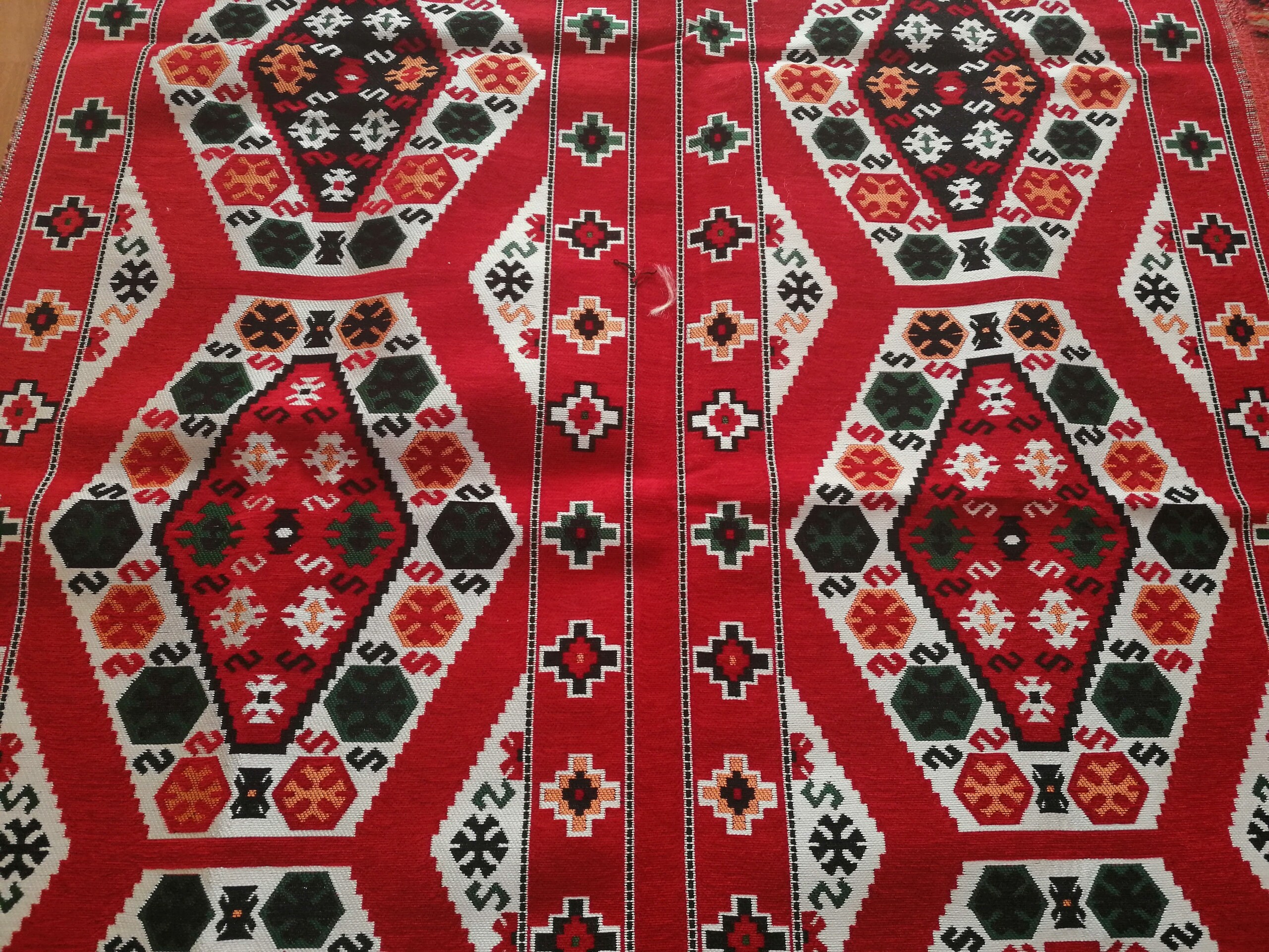 Red Kilim Design Fabric EthnicTribal Carpet Etsy
