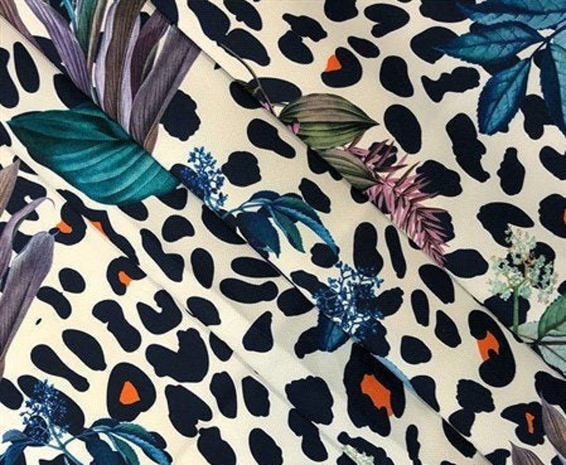 Leopard Print Floral FabricSummer Floral print | Etsy