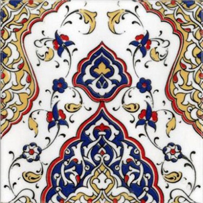 4 pcs Turkish Ceramic Tiles Turkish ottoman style Wall Decor Tiles 4 pcs 20x20 cm,40x40 cm Decor Design Iznik Ceramic