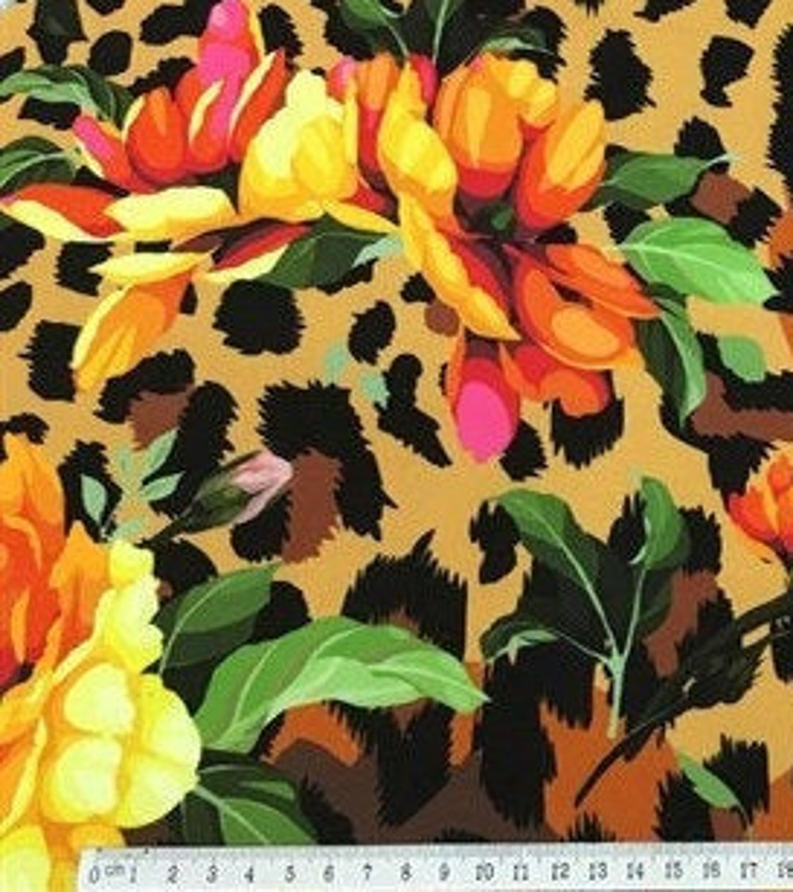 Floral Leopard Print Fabric Floral FabricSummer Floral print Etsy