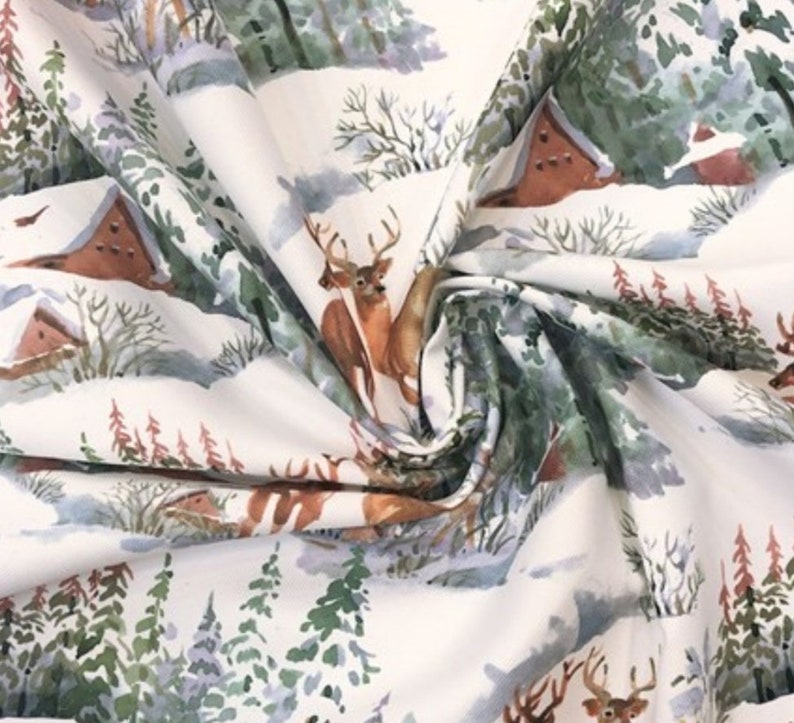 Deers Print Fabric,Upholstery Christmas Design